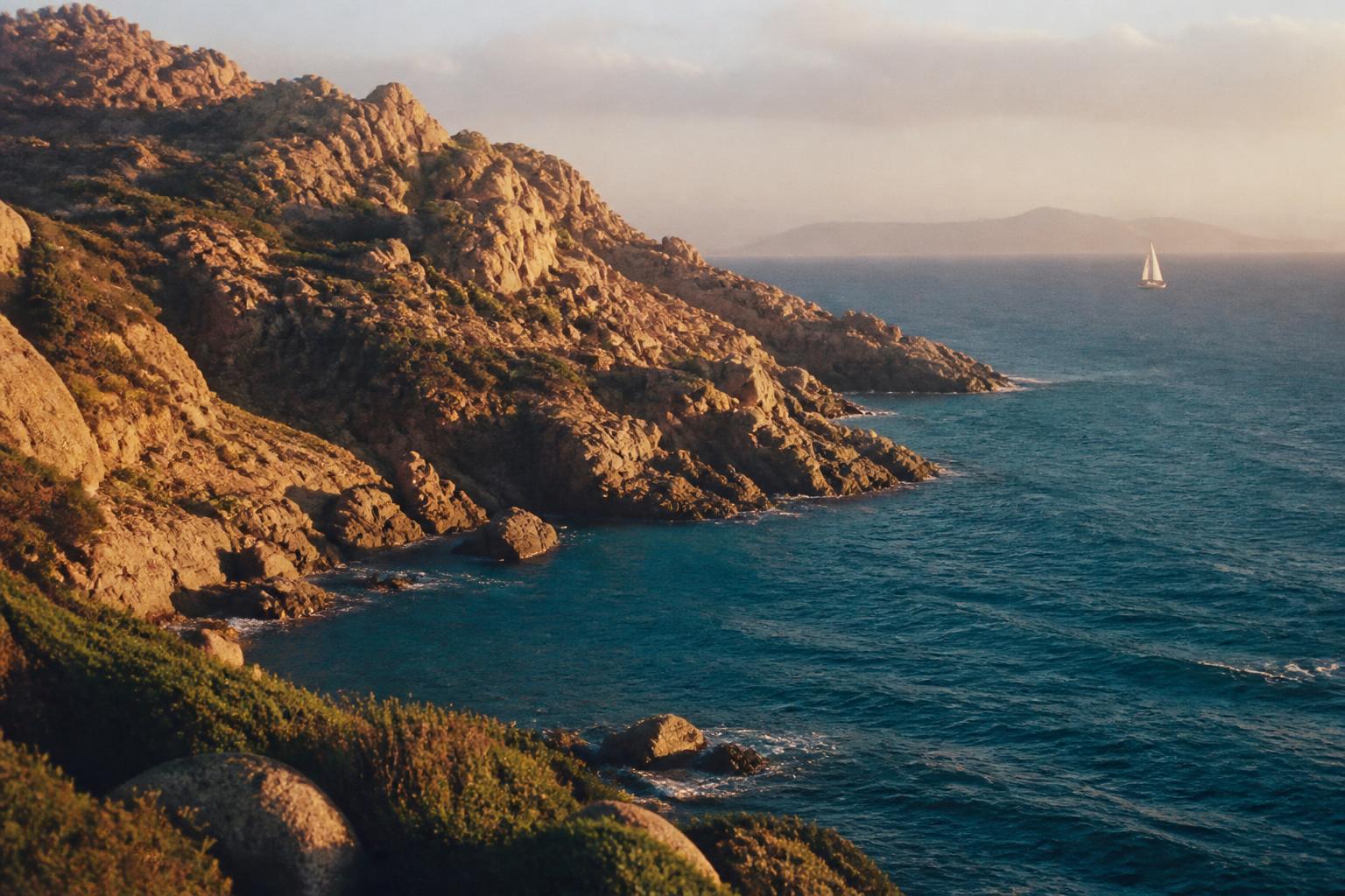 The northern Sardinian coast at golden hour